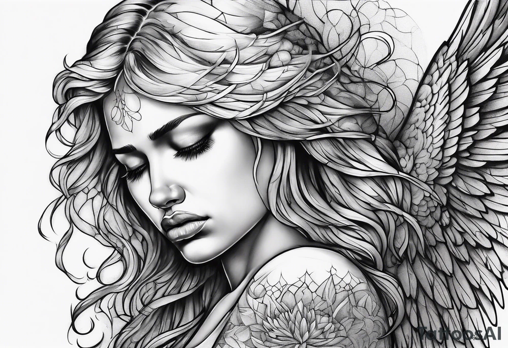 crying broken angel tattoo idea