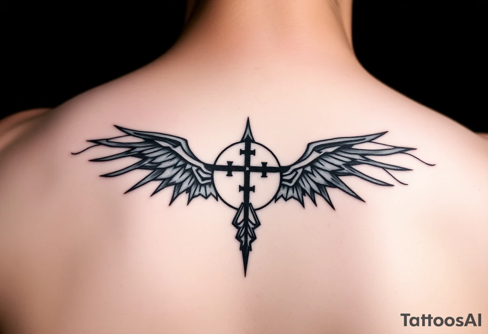 Create a minimalist black-ink tattoo design inspired by the philosophy of self-reliance and personal responsibility. The design should symbolize owning both successes and failures without crediting or blaming others, in an agnostic context. tattoo idea