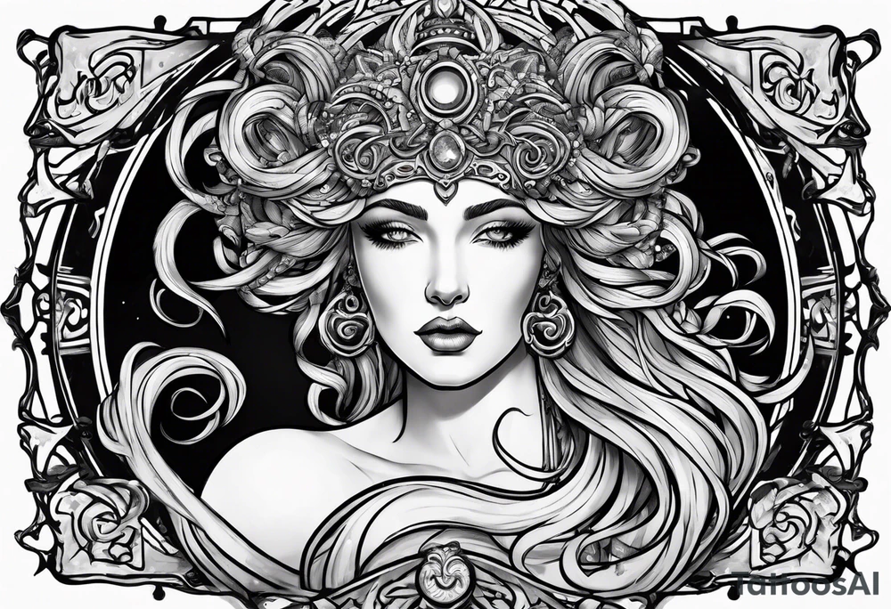 Medusa, her before and after attack from Zeus in the form of tarot cards tattoo idea