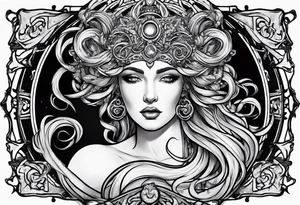 Medusa, her before and after attack from Zeus in the form of tarot cards tattoo idea