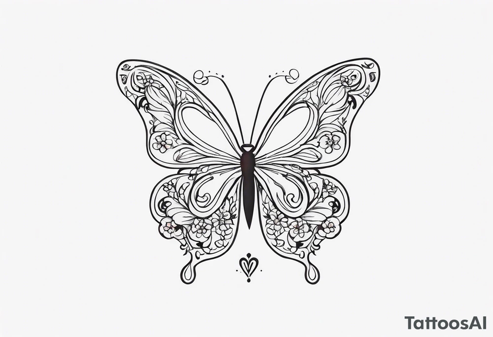 small ornate floral and butterfly sternum tattoo tattoo idea