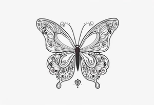 small ornate floral and butterfly sternum tattoo tattoo idea