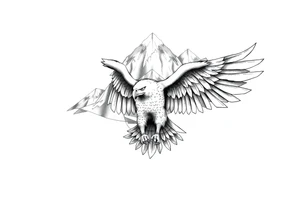 majestic eagle spreading wings against mountain peaks tattoo idea