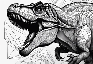 REALIST T REX WITH A VULCANNO IN THE BACK tattoo idea