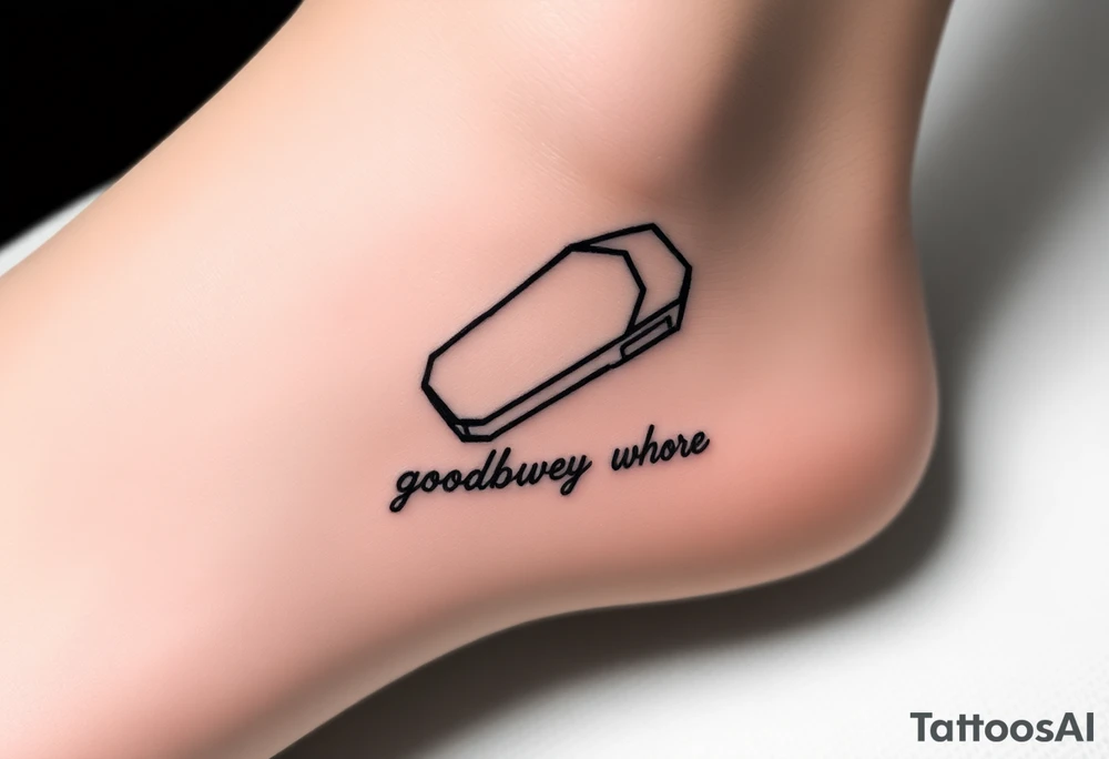 A peanut in a coffin with the words goodbye whore tattoo idea