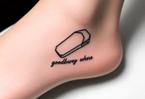 A peanut in a coffin with the words goodbye whore tattoo idea