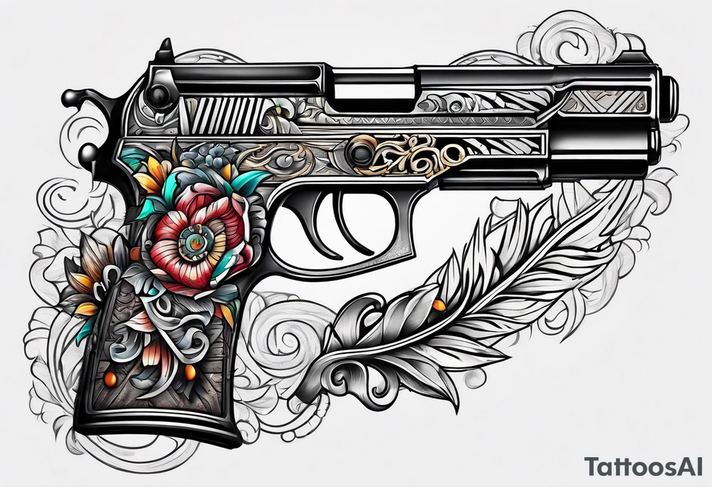 The letters AR with pistols on each side tattoo idea