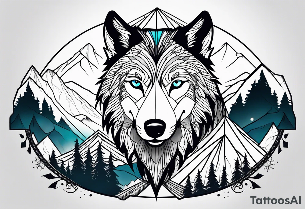 Mountains, wolf under tattoo idea