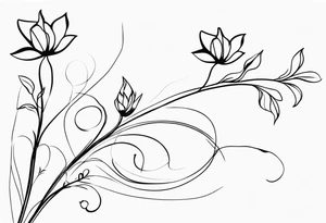floral and vine. outline. one line tattoo idea