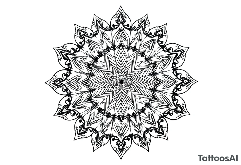 intricate mandala with sacred geometry and cosmic elements tattoo idea