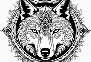 picture of a wolf with the  letters SP around it tattoo idea
