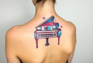 Colorful piano tattoo idea