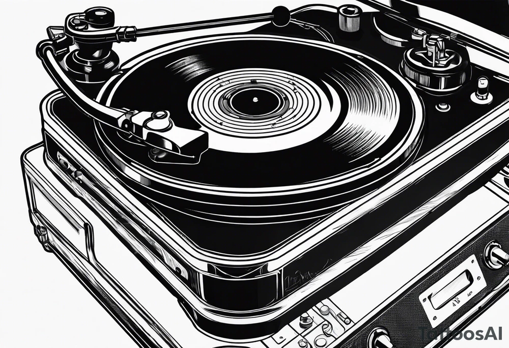Recordplayer finline art minimalistic tattoo idea