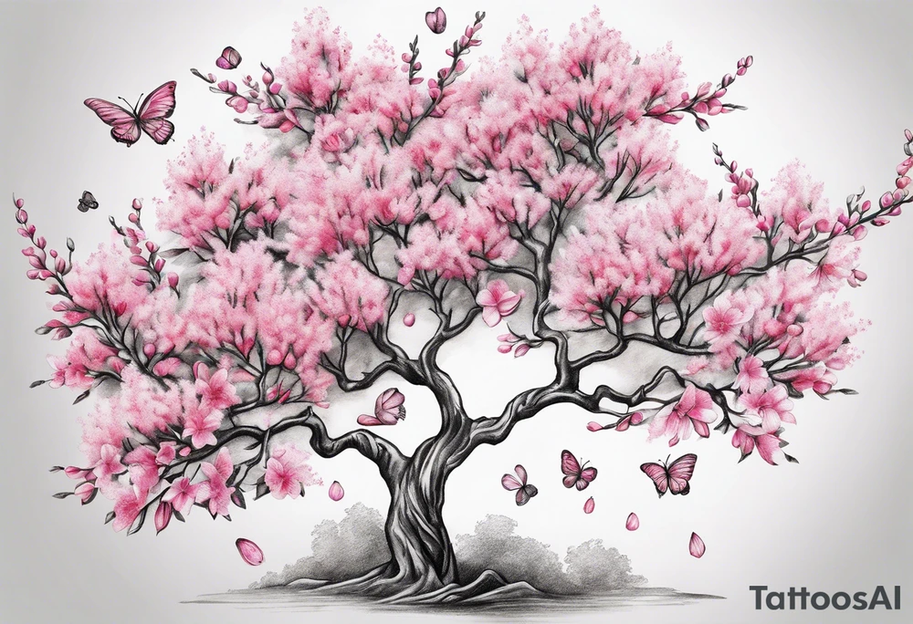 pink silktree blossoms floating tattoo idea