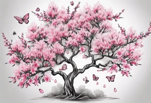 pink silktree blossoms floating tattoo idea