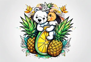Bear hugging pineapple tattoo idea