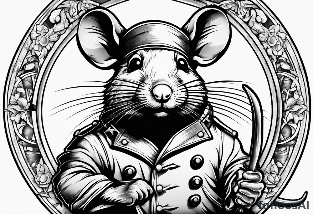 Rat chef behind bars tattoo idea