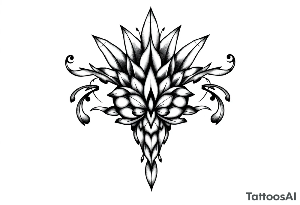 Crown pineapple vagina anus tattoo idea