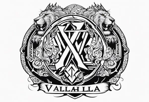 Valhalla  sword shield axe Valknut  stairs dragon lion tattoo idea