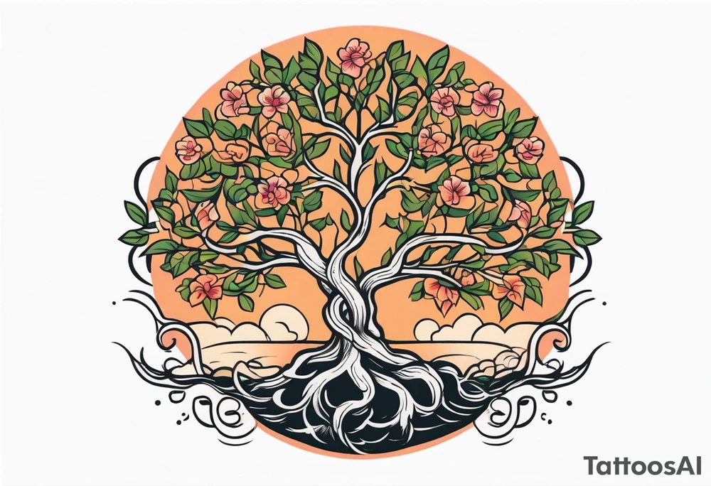tree with roots

old school vintage simple traditional design with vintage flowers surrounding
bold color simple tattoo idea