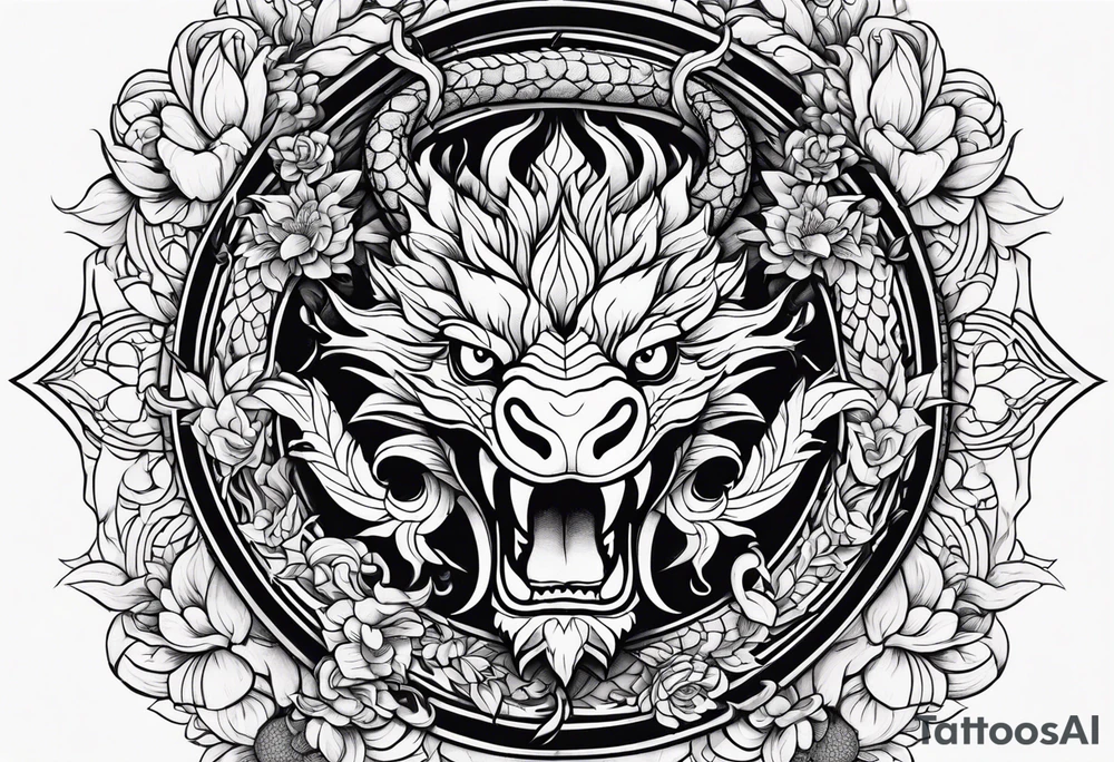 Flower and dragon tattoo idea