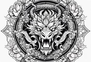 Flower and dragon tattoo idea