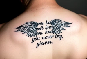 you dont know if you never try, napis w stylu gotyckim tattoo idea