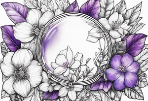 Opal with Violet and orchard flowers tattoo idea