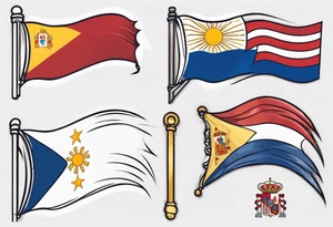 A single waving flag that is the Philippine flag to the left and the Spanish flag to the right tattoo idea