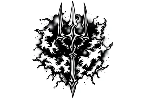 trident with cool background tattoo idea