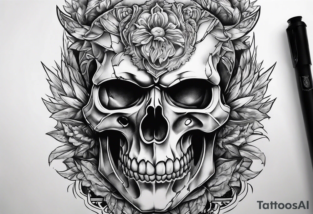 Gladius through a broken skull tattoo idea