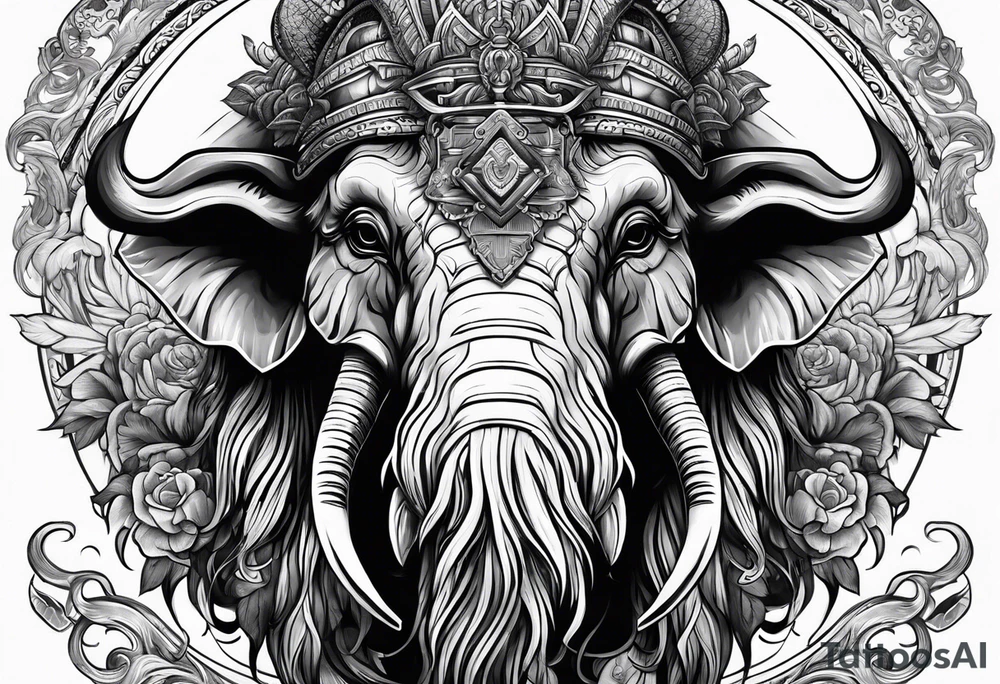 berserking strong mammoth head centerpiece tattoo idea