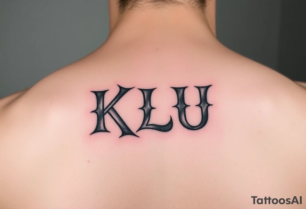KLU letters combined into one picture tattoo idea
