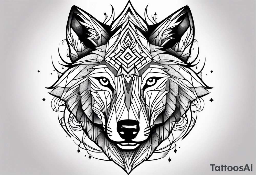 Abstract wolf , tree of life tattoo idea