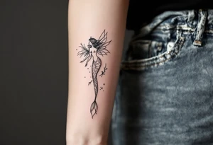 mermaid and fairy small tattoo idea