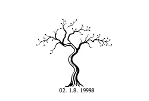 easy windy tree with date 02.18.1998 tattoo idea