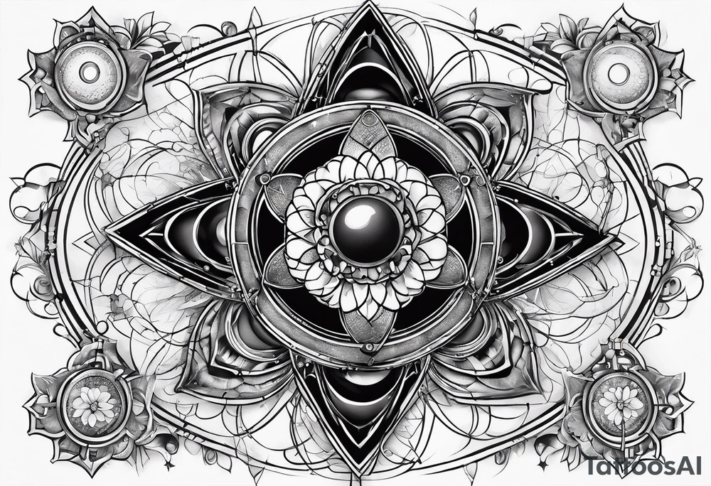 atom with quantum electron cloud tattoo idea