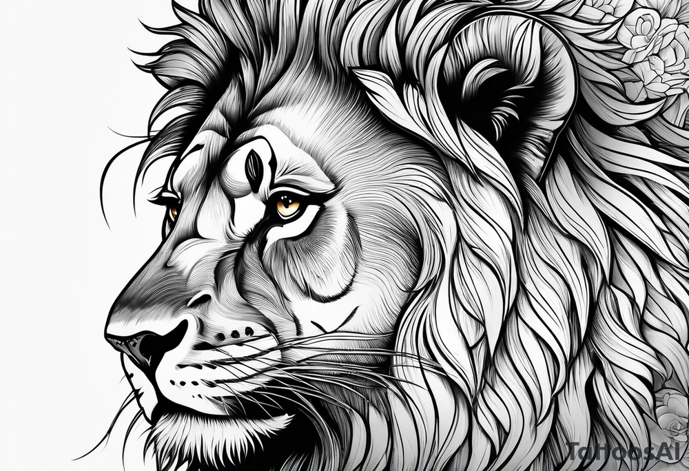 Lion face on an angle tattoo idea
