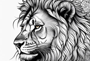 Lion face on an angle tattoo idea