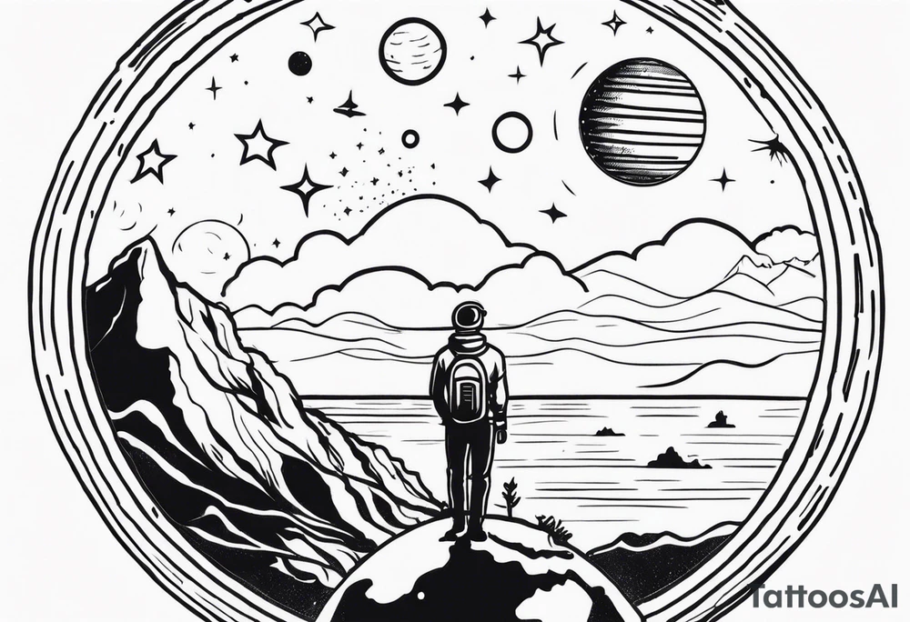 Man,solar, planet space tattoo idea