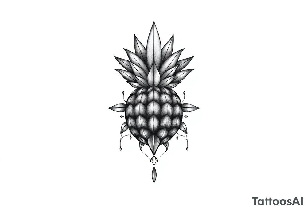 Bushy crown pineapple vagina, design to go over vagina , erotic vagina area design, anus to be at the bottom tattoo idea