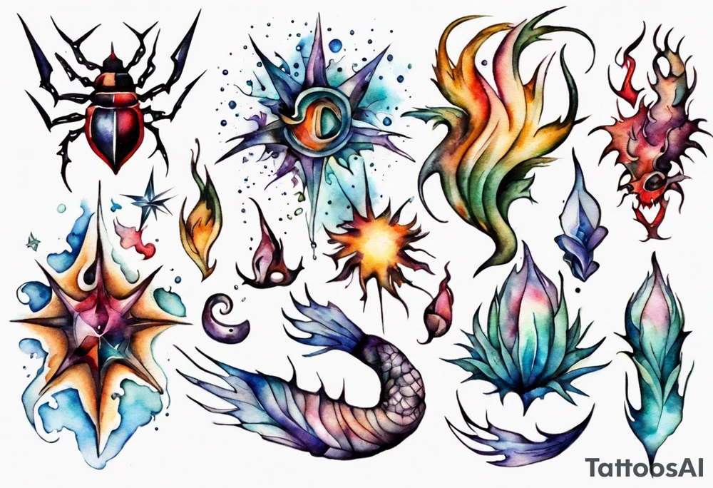 sternzeichen krebs aquarell tattoo idea