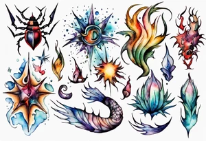 sternzeichen krebs aquarell tattoo idea