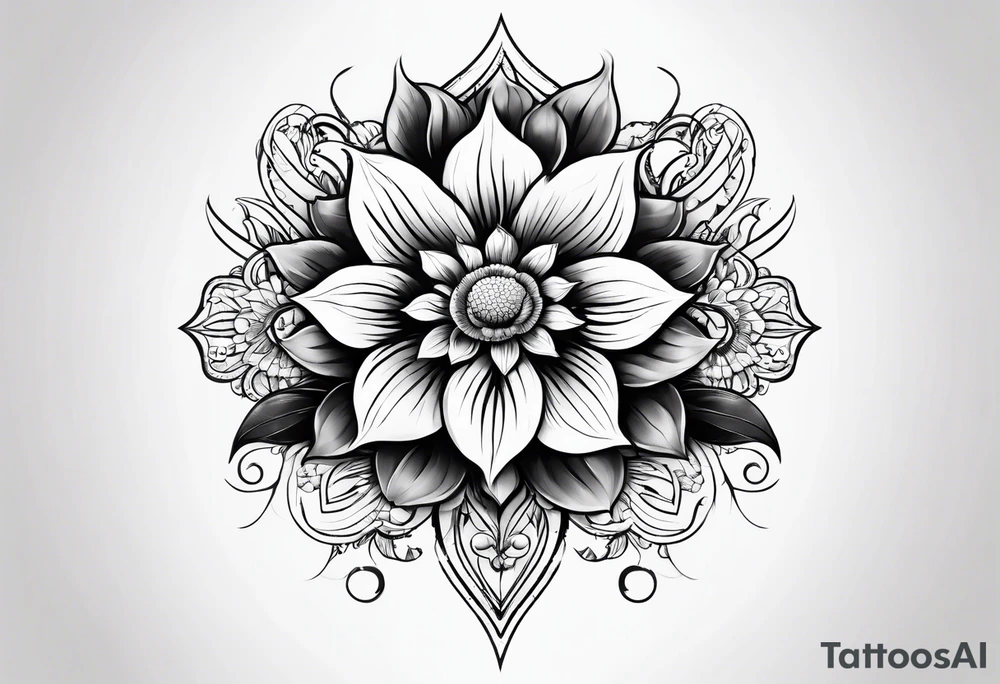 Flower with the word TEMPESTT as the stem tattoo idea