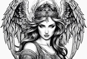 Angel with dominance tattoo idea