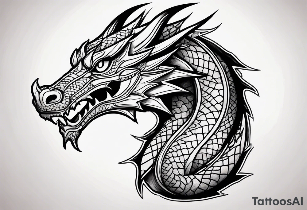 Dragon head facing front tattoo idea