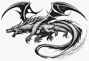 a wyvern flying down towards its rider tattoo idea