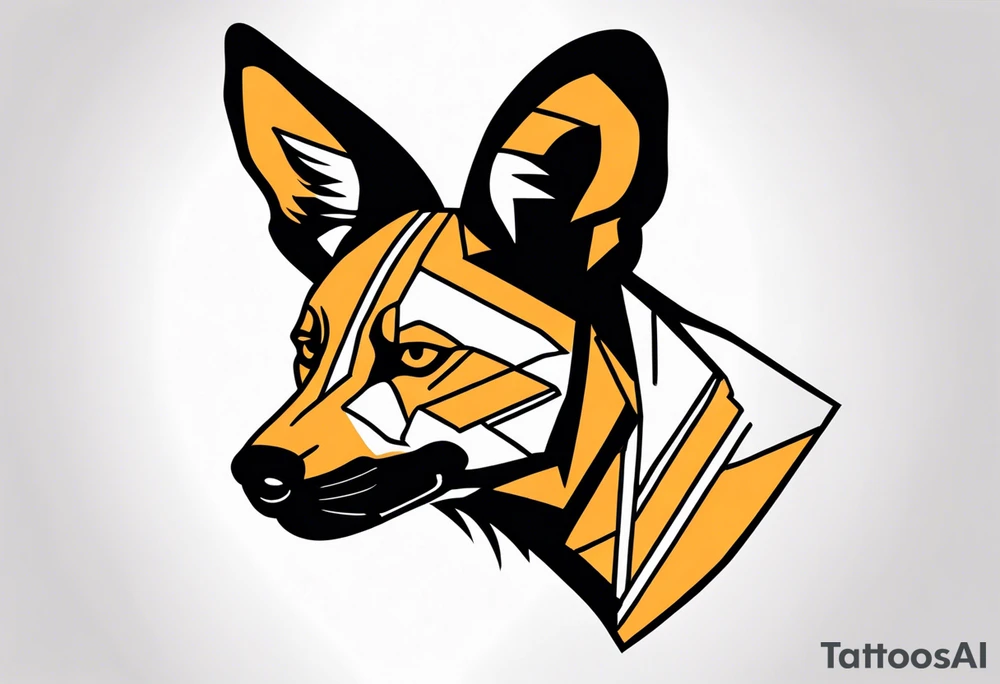African wild dog face tattoo idea