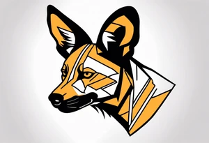 African wild dog face tattoo idea
