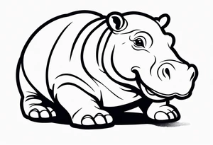 Baby hippo playful face tattoo idea